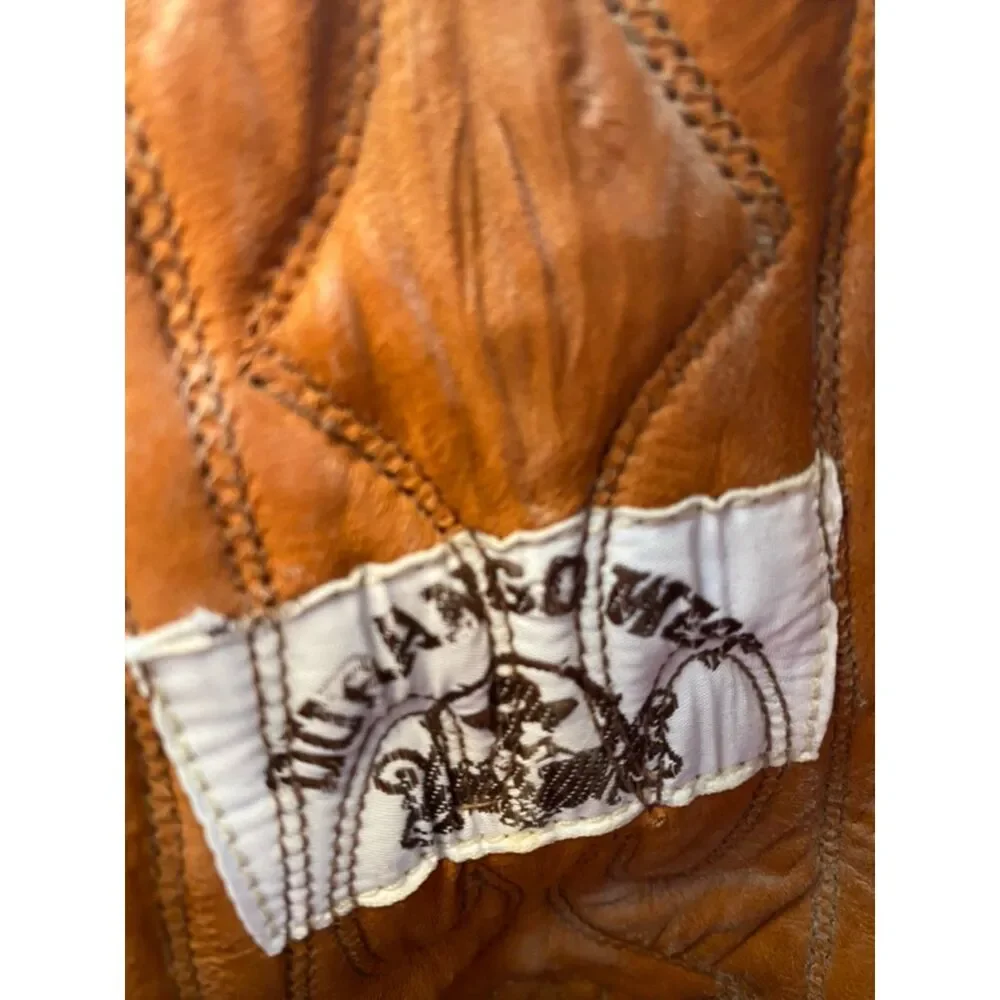 Vintage Durango West Brown Leather Cowboy Boots Mens 8 D 1970s Whipstitch Wester